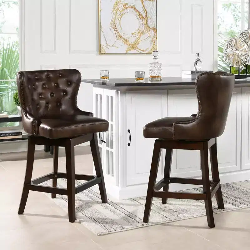 Tabouret de bar pivotant à 360° et à hauteur de comptoir, dossier haut capitonné, Jennifer Taylor Home Holmes 27
