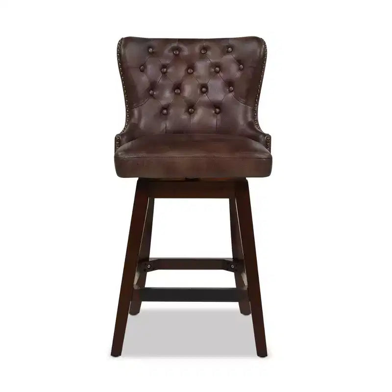 Jennifer Taylor Home Holmes 27 Tufted High-Back 360 Swivel Counter-Height Barstool