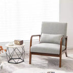 Costway Fauteuil moderne 1 ou 2 pièces avec cadre en bois de caoutchouc et oreiller lombaire Gris/Beige