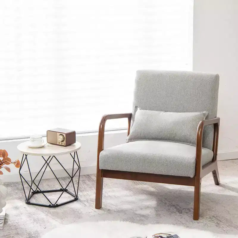 Costway Fauteuil moderne 1 ou 2 pièces avec cadre en bois de caoutchouc et oreiller lombaire Gris/Beige
