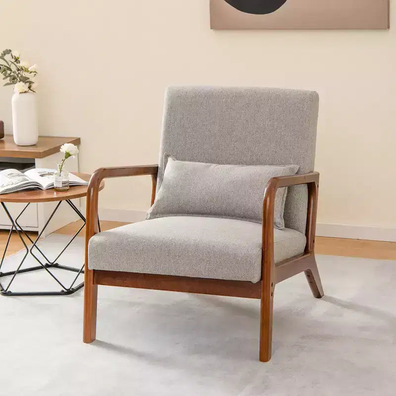 Costway Fauteuil moderne 1 ou 2 pièces avec cadre en bois de caoutchouc et oreiller lombaire Gris/Beige
