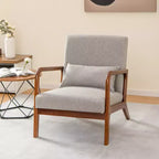 Costway Fauteuil moderne 1 ou 2 pièces avec cadre en bois de caoutchouc et oreiller lombaire Gris/Beige
