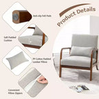 Costway Fauteuil moderne 1 ou 2 pièces avec cadre en bois de caoutchouc et oreiller lombaire Gris/Beige