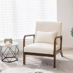 Costway Fauteuil moderne 1 ou 2 pièces avec cadre en bois de caoutchouc et oreiller lombaire Gris/Beige