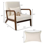 Costway Fauteuil moderne 1 ou 2 pièces avec cadre en bois de caoutchouc et oreiller lombaire Gris/Beige
