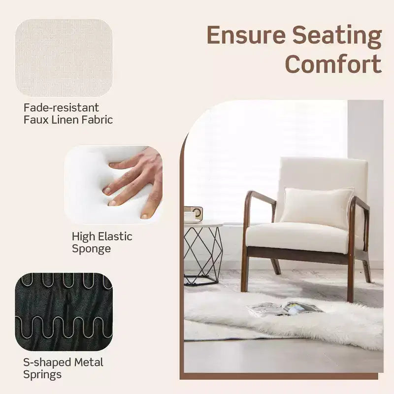 Costway Fauteuil moderne 1 ou 2 pièces avec cadre en bois de caoutchouc et oreiller lombaire Gris/Beige