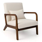 Costway 1PC/2PCS Modern Accent Chair Leisure Armchair with Rubber Wood Frame & Lumbar Pillow Gray/Beige
