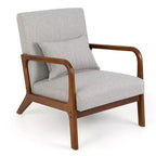 Costway Fauteuil moderne 1 ou 2 pièces avec cadre en bois de caoutchouc et oreiller lombaire Gris/Beige