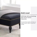 Canapé long 58 po en velours, chaise longue de jour avec accoudoir droit et dossier capitonné, garniture cloutée et pieds en bois massif, noir - ModernLuxe