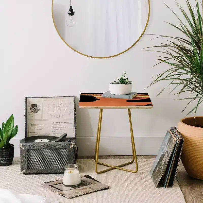 EELISE_NDRI Table d'appoint carrée Mean Greens - Deny Designs
