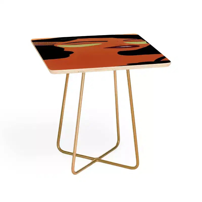 EELISE_NDRI Table d'appoint carrée Mean Greens - Deny Designs