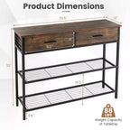 Table Console Costway avec 2 Tiroirs pour Entrée Salon, Marron Rustique/Noyer