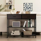 Table Console Costway avec 2 Tiroirs pour Entrée Salon, Marron Rustique/Noyer