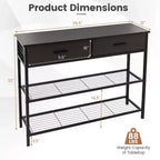 Table Console Costway avec 2 Tiroirs pour Entrée Salon, Marron Rustique/Noyer
