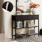 Table Console Costway avec 2 Tiroirs pour Entrée Salon, Marron Rustique/Noyer