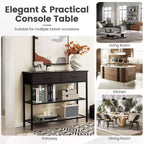 Table Console Costway avec 2 Tiroirs pour Entrée Salon, Marron Rustique/Noyer