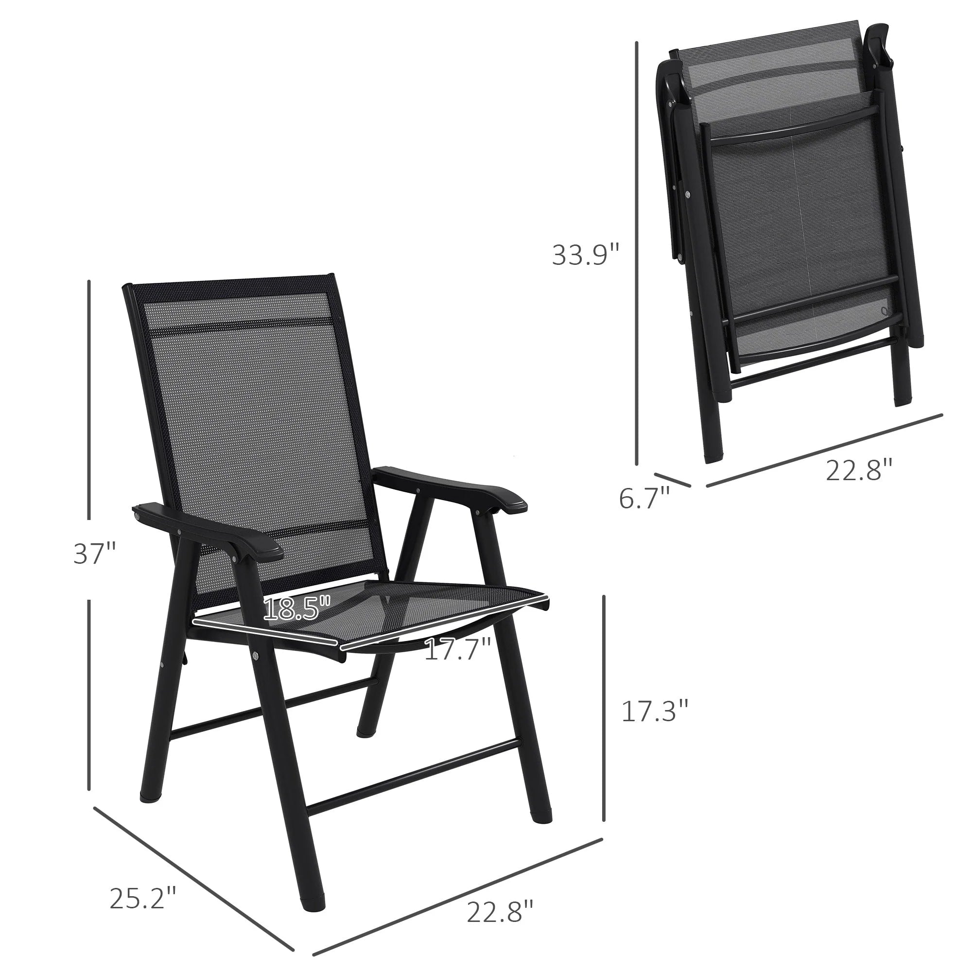 Lot de 4 chaises pliantes Outsunny au design simple et élégant, confortables pour la terrasse, le jardin et les voyages