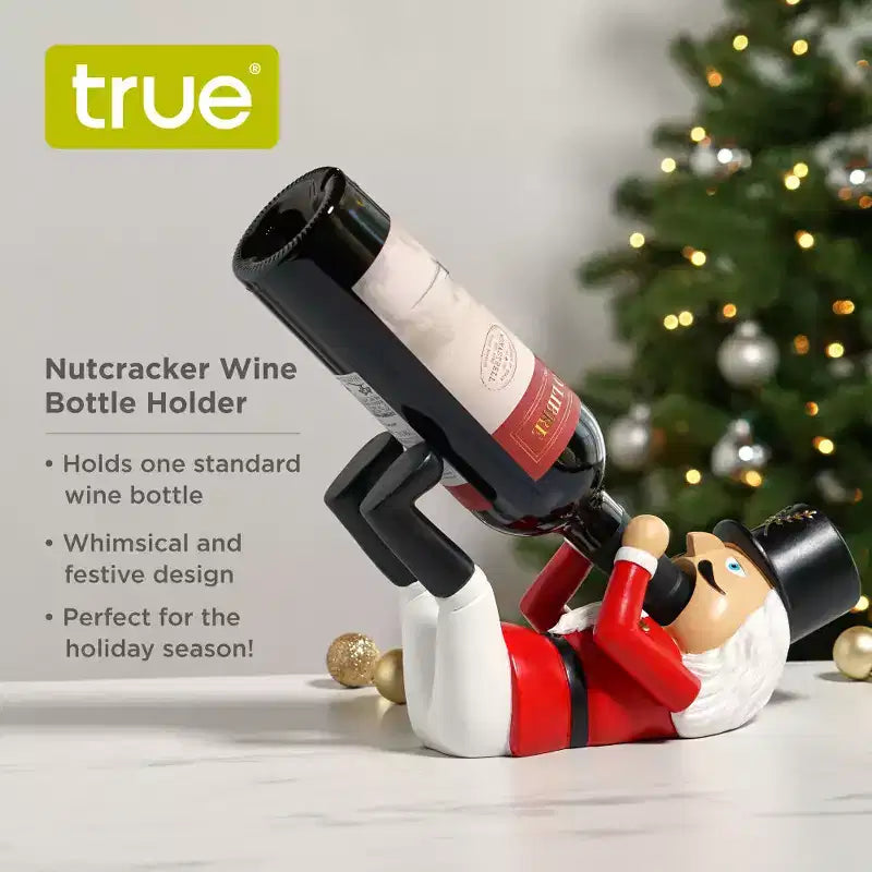 Porte-bouteille de vin Casse-Noisette en polyrésine, support à vin de Noël, cadeaux de Noël pour les amateurs de vin, cadeaux de Père Noël secret, décoration de cuisine et de bar.