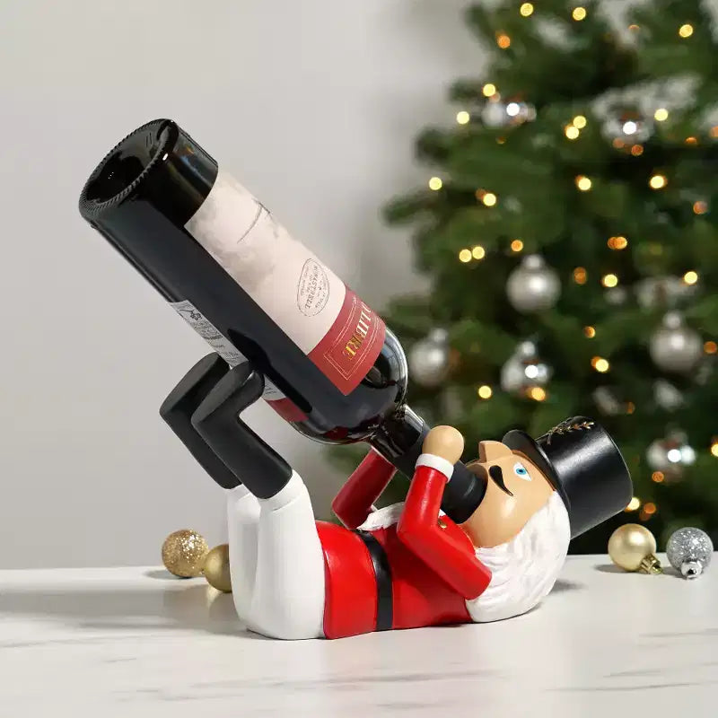 Porte-bouteille de vin Casse-Noisette en polyrésine, support à vin de Noël, cadeaux de Noël pour les amateurs de vin, cadeaux de Père Noël secret, décoration de cuisine et de bar.