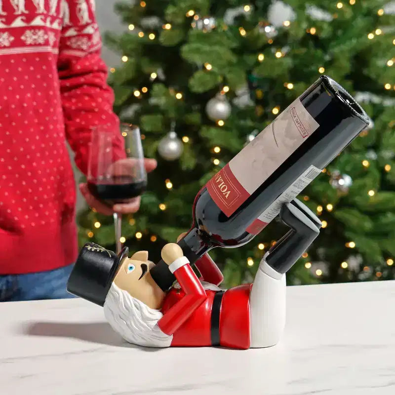 Porte-bouteille de vin Casse-Noisette en polyrésine, support à vin de Noël, cadeaux de Noël pour les amateurs de vin, cadeaux de Père Noël secret, décoration de cuisine et de bar.
