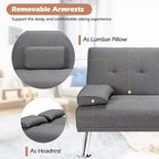 Costway Canapé-lit futon convertible pliant en tissu avec 2 porte-gobelets Gris clair/Gris foncé