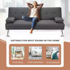Costway Canapé-lit futon convertible pliant en tissu avec 2 porte-gobelets Gris clair/Gris foncé
