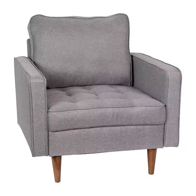 Merrick Lane Mid-Century Modern Armchair with Tufted Upholstery & Solid Wood Legs