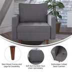 Fauteuil Merrick Lane du milieu du siècle avec revêtement capitonné et pieds en bois massif