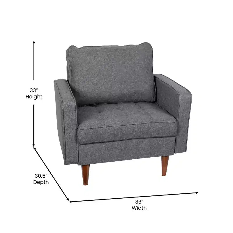 Fauteuil Merrick Lane du milieu du siècle avec revêtement capitonné et pieds en bois massif