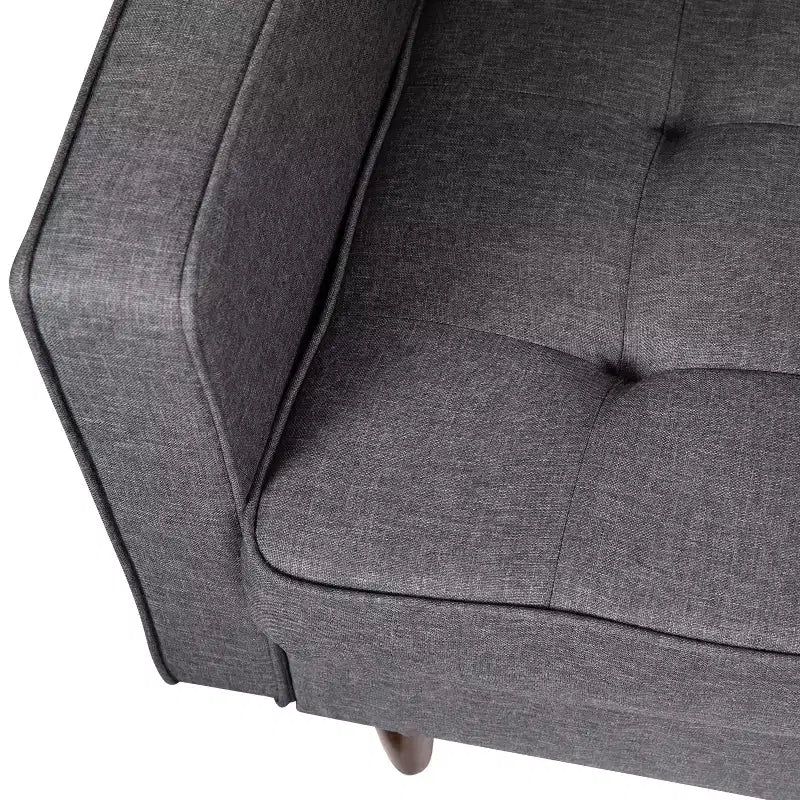 Fauteuil Merrick Lane du milieu du siècle avec revêtement capitonné et pieds en bois massif