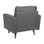 Fauteuil Merrick Lane du milieu du siècle avec revêtement capitonné et pieds en bois massif