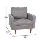 Fauteuil Merrick Lane du milieu du siècle avec revêtement capitonné et pieds en bois massif