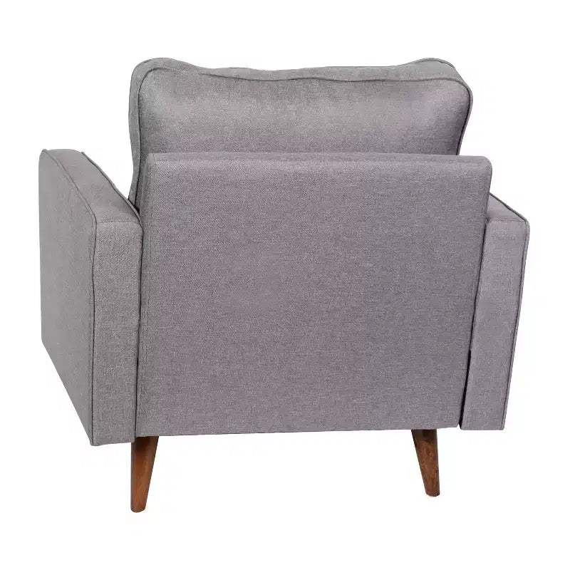 Fauteuil Merrick Lane du milieu du siècle avec revêtement capitonné et pieds en bois massif