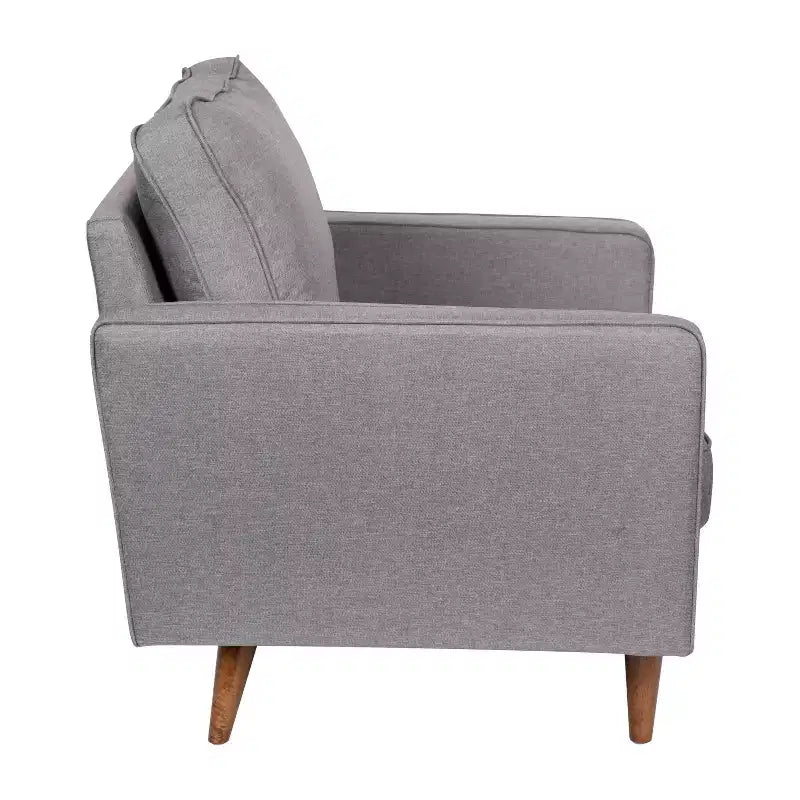 Fauteuil Merrick Lane du milieu du siècle avec revêtement capitonné et pieds en bois massif