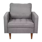 Fauteuil Merrick Lane du milieu du siècle avec revêtement capitonné et pieds en bois massif