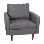 Fauteuil Merrick Lane du milieu du siècle avec revêtement capitonné et pieds en bois massif