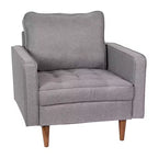 Fauteuil Merrick Lane du milieu du siècle avec revêtement capitonné et pieds en bois massif