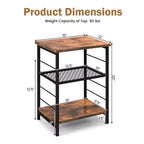 Costway Lot de 2 tables d'appoint à 3 niveaux avec étagère en maille réglable Table de chevet étroite