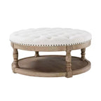 Illyria 36 Wide Transitional Tufted Round Cocktail Ottoman with Storage and Nailhead Trims for Bedroom and Living Room| ART OF LIVING DESIGNS