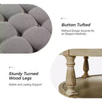 Pouf de cocktail rond touffeté transitionnel large Illyria 36 avec rangement et garnitures de clous pour chambre à coucher et salon | ART OF LIVING DESIGNS