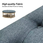 Pouf de cocktail rond touffeté transitionnel large Illyria 36 avec rangement et garnitures de clous pour chambre à coucher et salon | ART OF LIVING DESIGNS