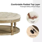 Pouf de cocktail rond touffeté transitionnel large Illyria 36 avec rangement et garnitures de clous pour chambre à coucher et salon | ART OF LIVING DESIGNS