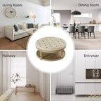 Pouf de cocktail rond touffeté transitionnel large Illyria 36 avec rangement et garnitures de clous pour chambre à coucher et salon | ART OF LIVING DESIGNS