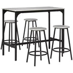 HOMCOM Ensemble 5 Pièces Table de Bar Hauteur Comptoir et Chaises, Table de Bar Rustique avec Tabourets, Table de Cuisine avec 4 Chaises et Plateau en Bois