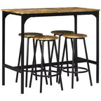 HOMCOM Ensemble 5 Pièces Table de Bar Hauteur Comptoir et Chaises, Table de Bar Rustique avec Tabourets, Table de Cuisine avec 4 Chaises et Plateau en Bois