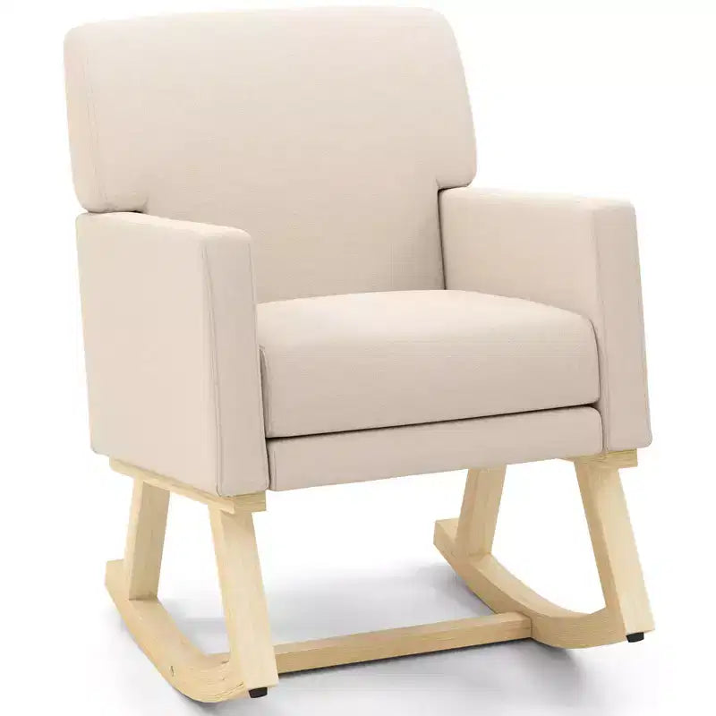 Costway Modern Upholstered Rocking Chair Rocking Armchair for Living Room Bedroom