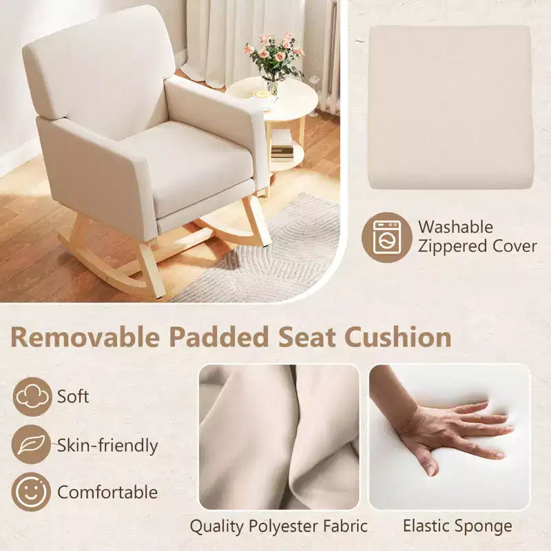 Costway Fauteuil à Bascule Moderne Rembourré pour Salon Chambre