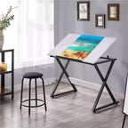 Table à dessin Yaheetech minimaliste pour artistes, plateau blanc