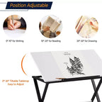 Table à dessin Yaheetech minimaliste pour artistes, plateau blanc
