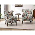 Lot de 2 fauteuils de salon confortables Nikolaus avec motif floral | ART OF LIVING DESIGNS-ROUGE